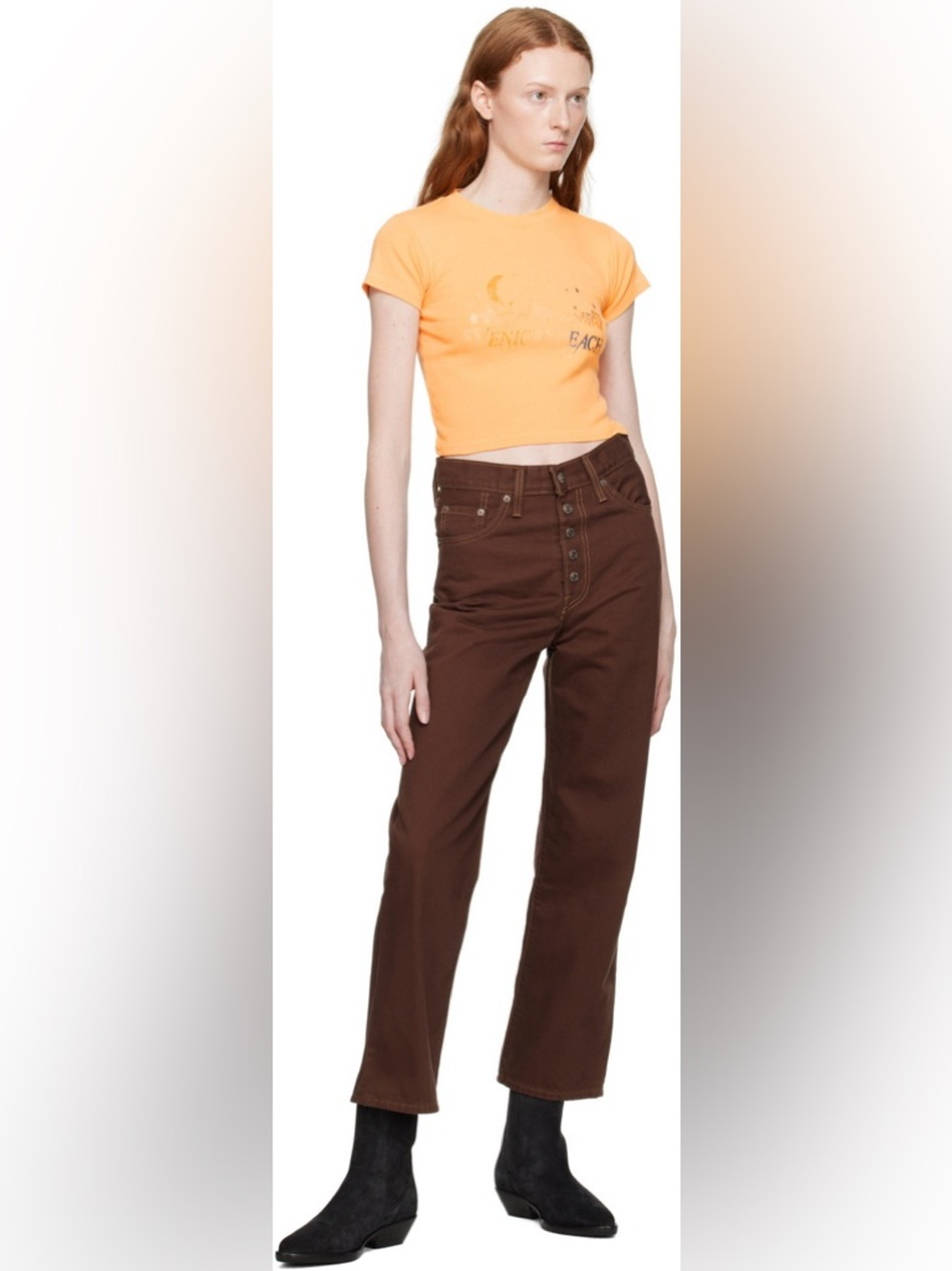Levi's Ultra-High Rise Ribcage Straight Ankle Brown Coffee Jeans - Picture 3 of 7